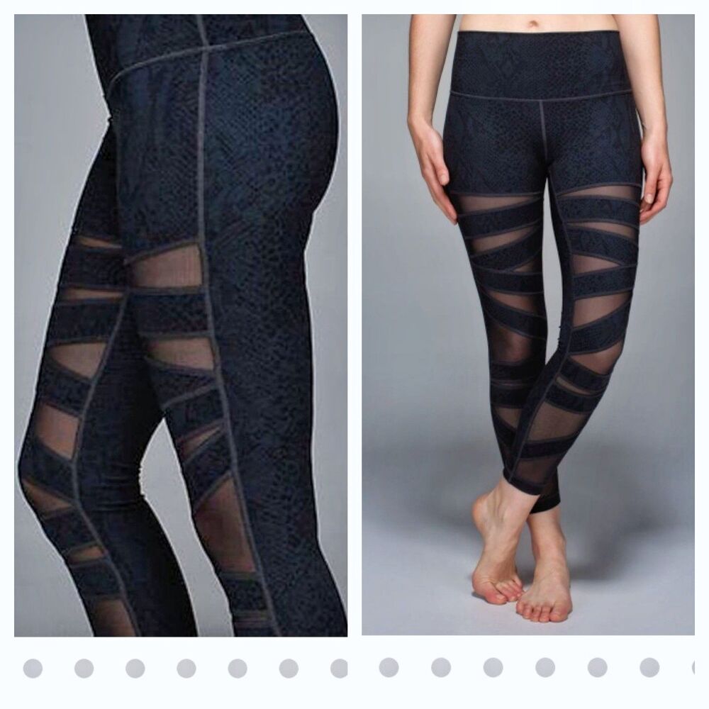 EUC Rare LULULEMON High Times Pant Tech Mesh Desert Snake Deep Coal Black Size 6 - Picture 2 of 8
